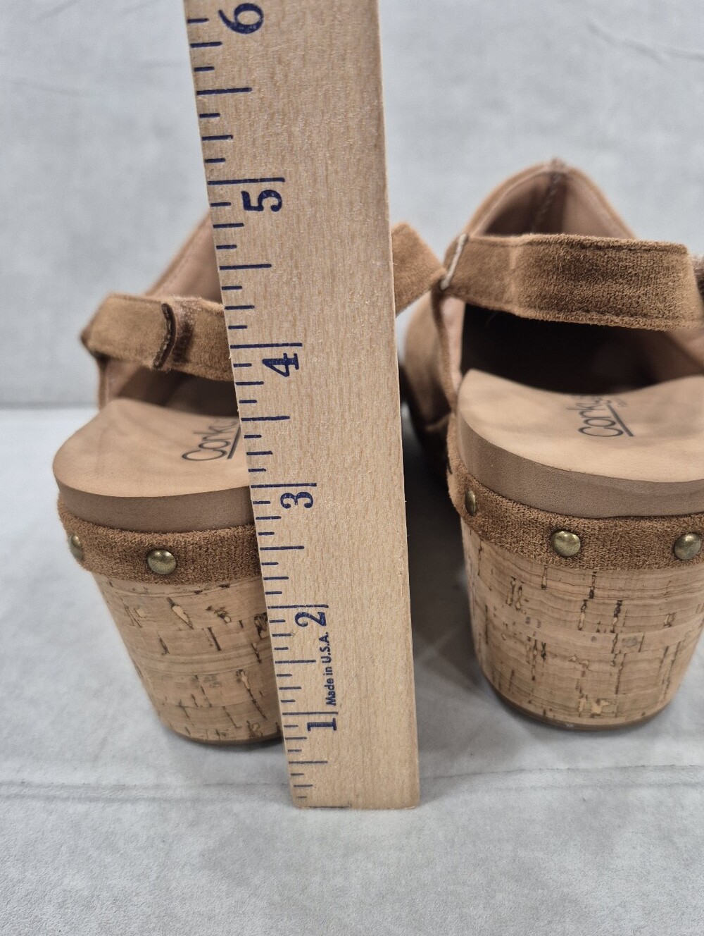 Corkys Make Em Blush clogs women's 7 brown faux suede Studs cork edge cushion - Picture 6 of 12